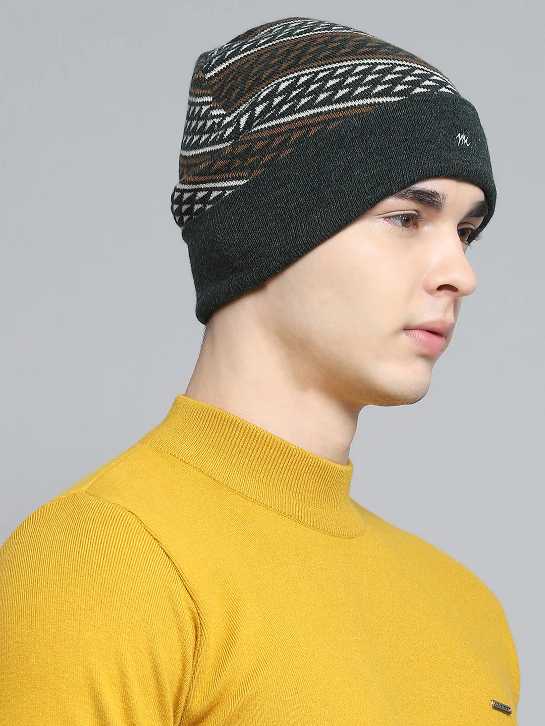 Men Green Self Design Cap - Image 4