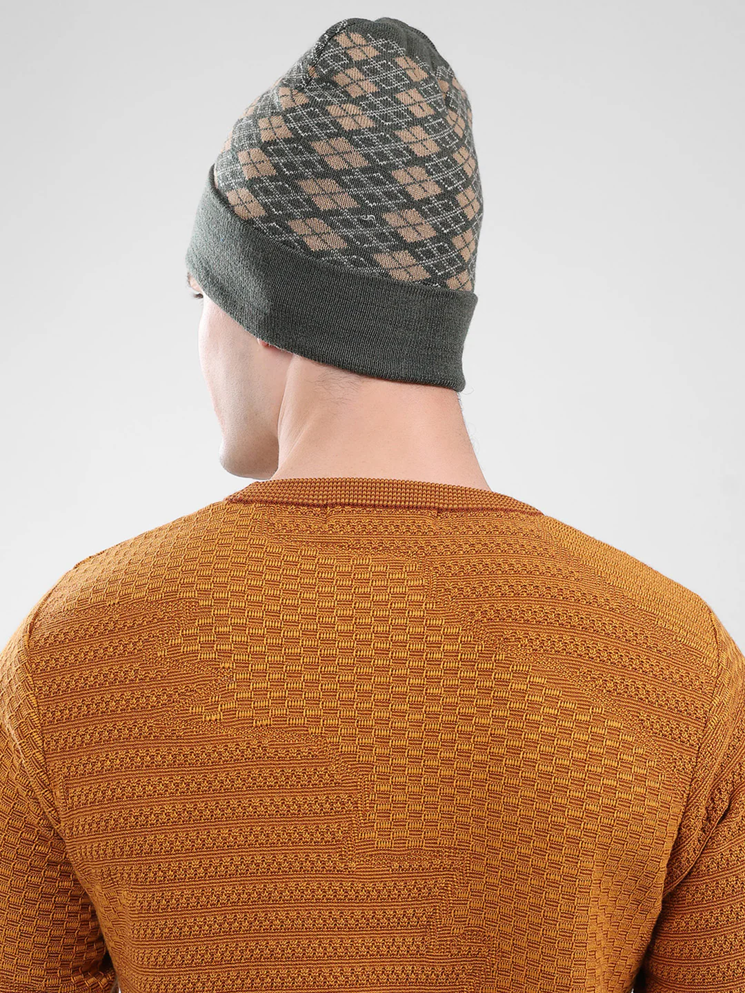 Men Green Self Design Cap - Image 5