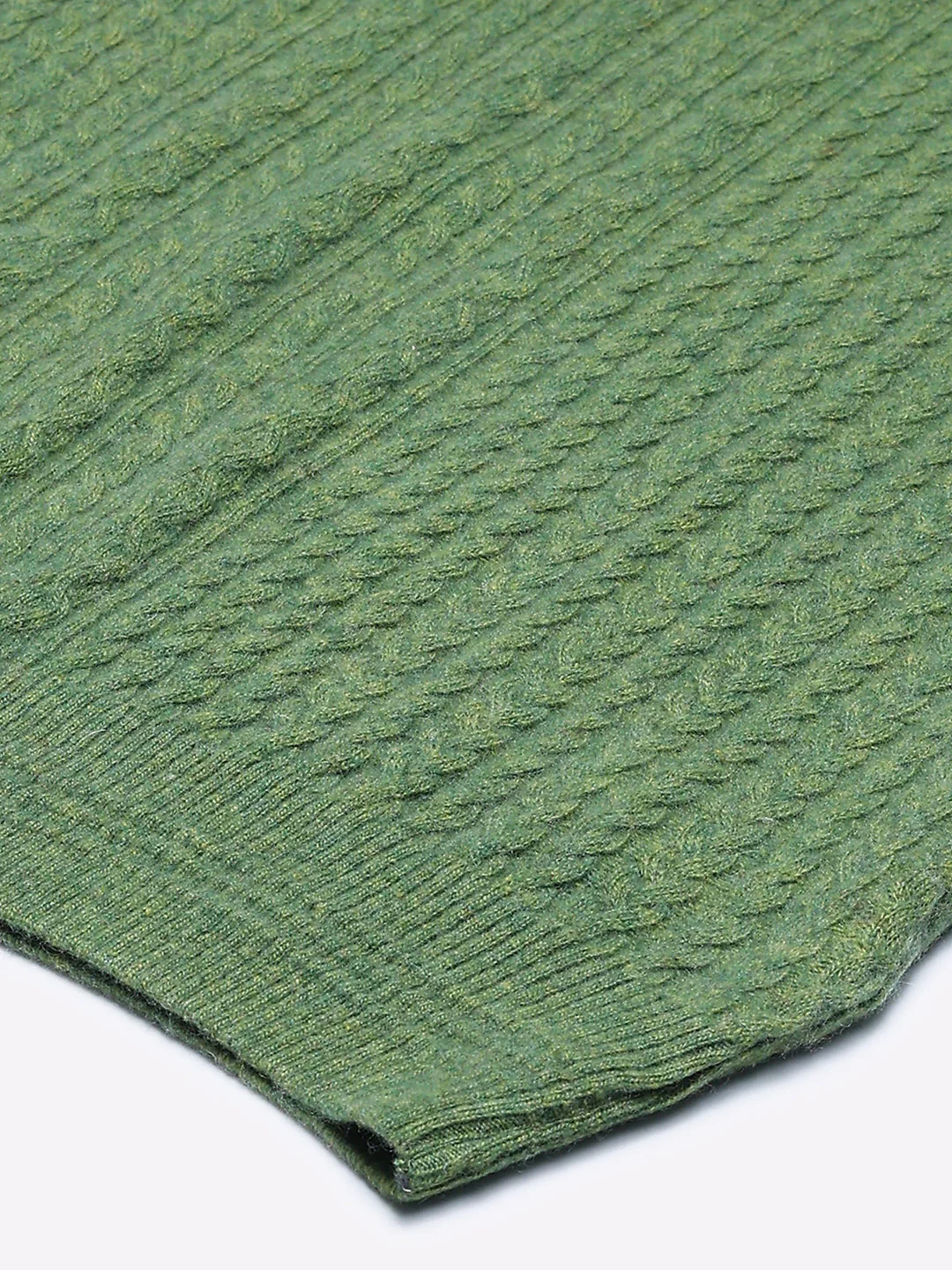 Men Green Self Design V Neck Sleeveless Sweater - Image 8