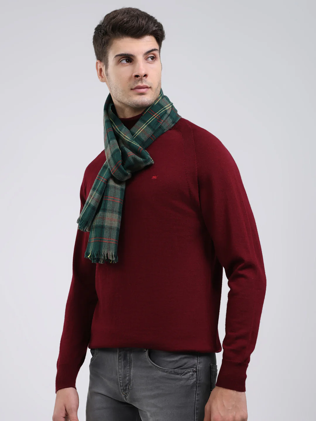 Men Green Self Design Wool Blend Muffler - Image 3