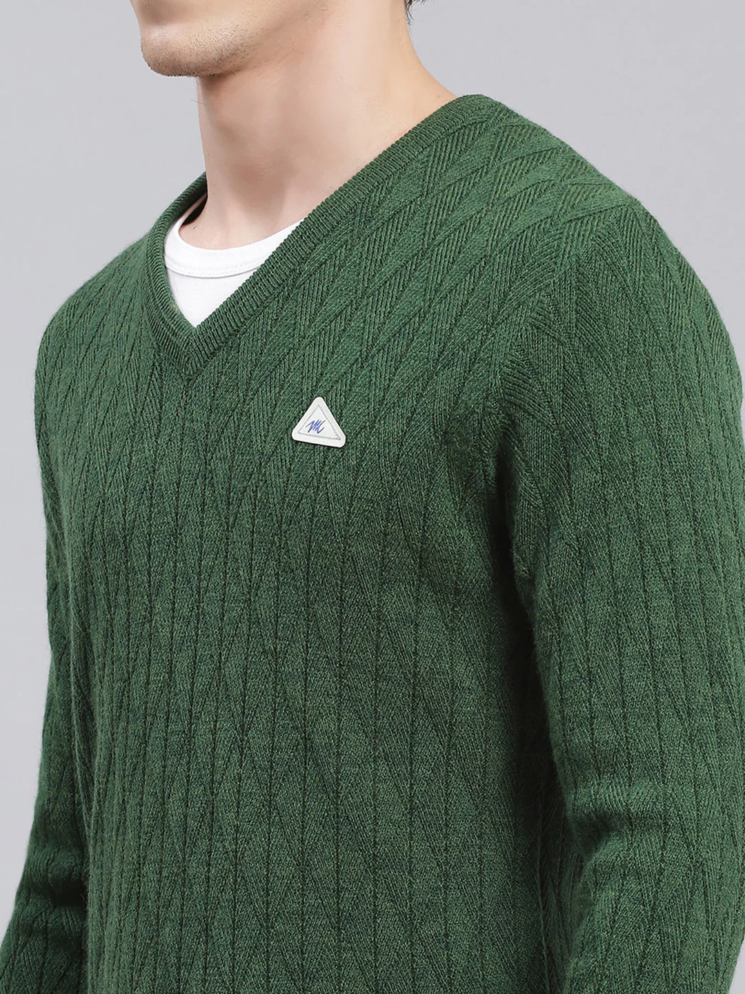 Men Green Self Design Wool blend Pullover - Image 6