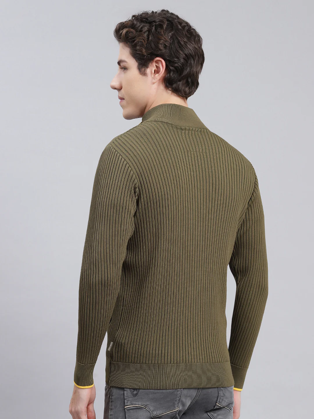 Men Green Self Design Wool blend Pullover - Image 4