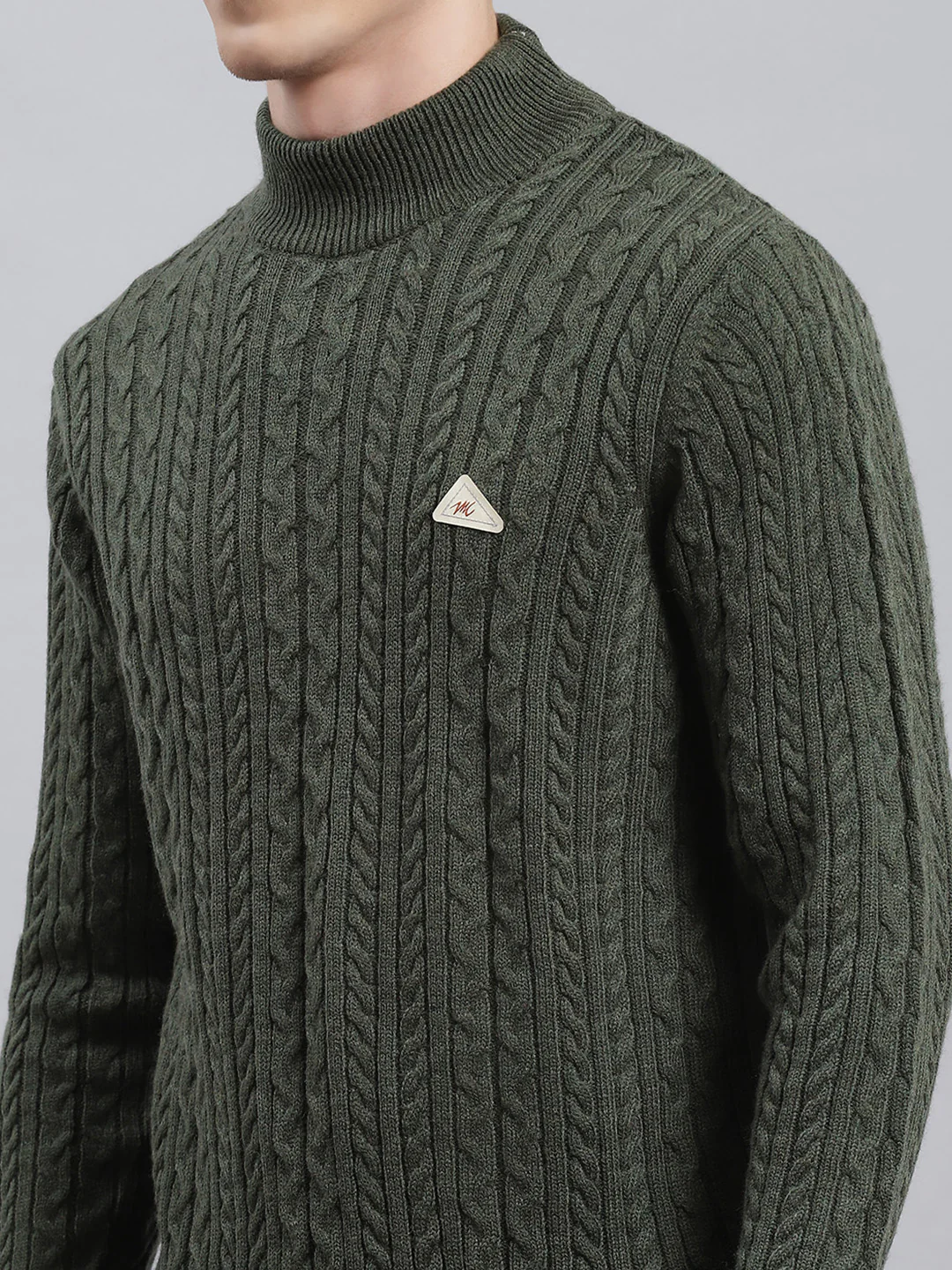Men Green Self Pullover - Image 6