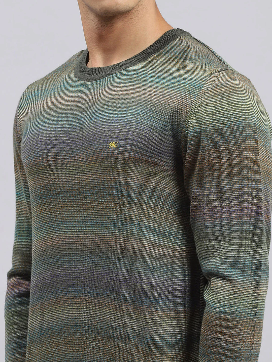 Men Green Self Pullover - Image 6
