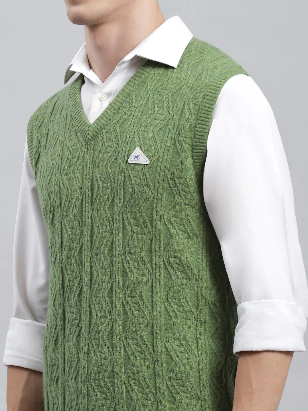 Men Green Self Sweater - Image 6