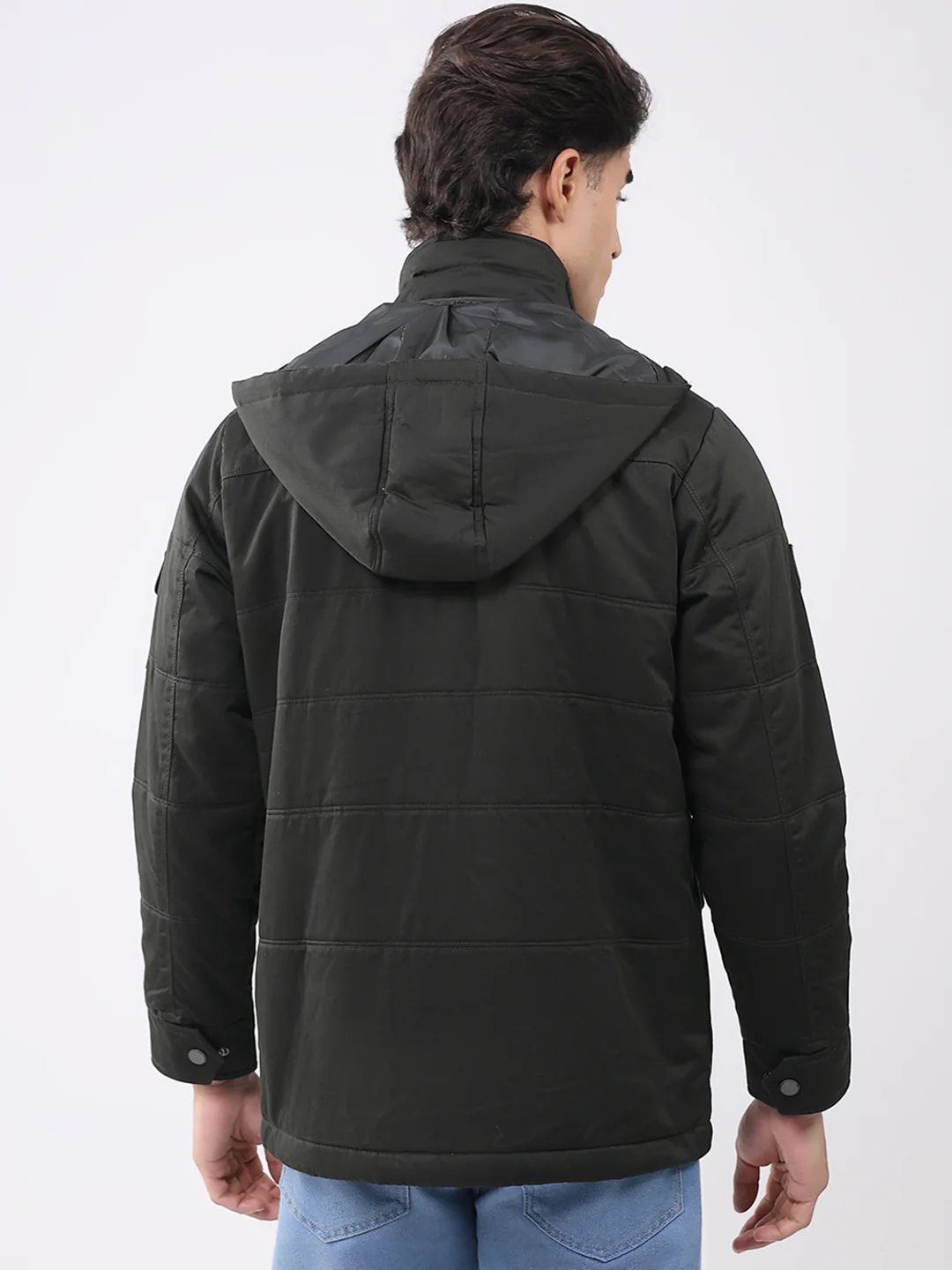 Men Green Solid Collar Full Sleeve Jacket - Image 5