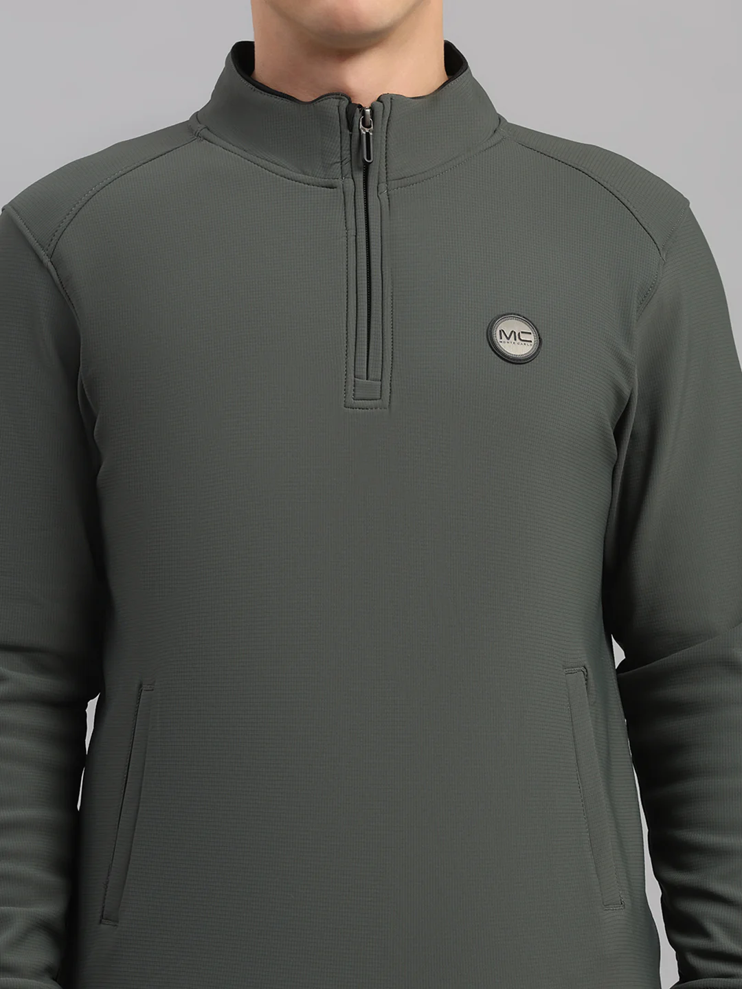 Men Green Solid Collar Full Sleeve Sweatshirt - Image 7
