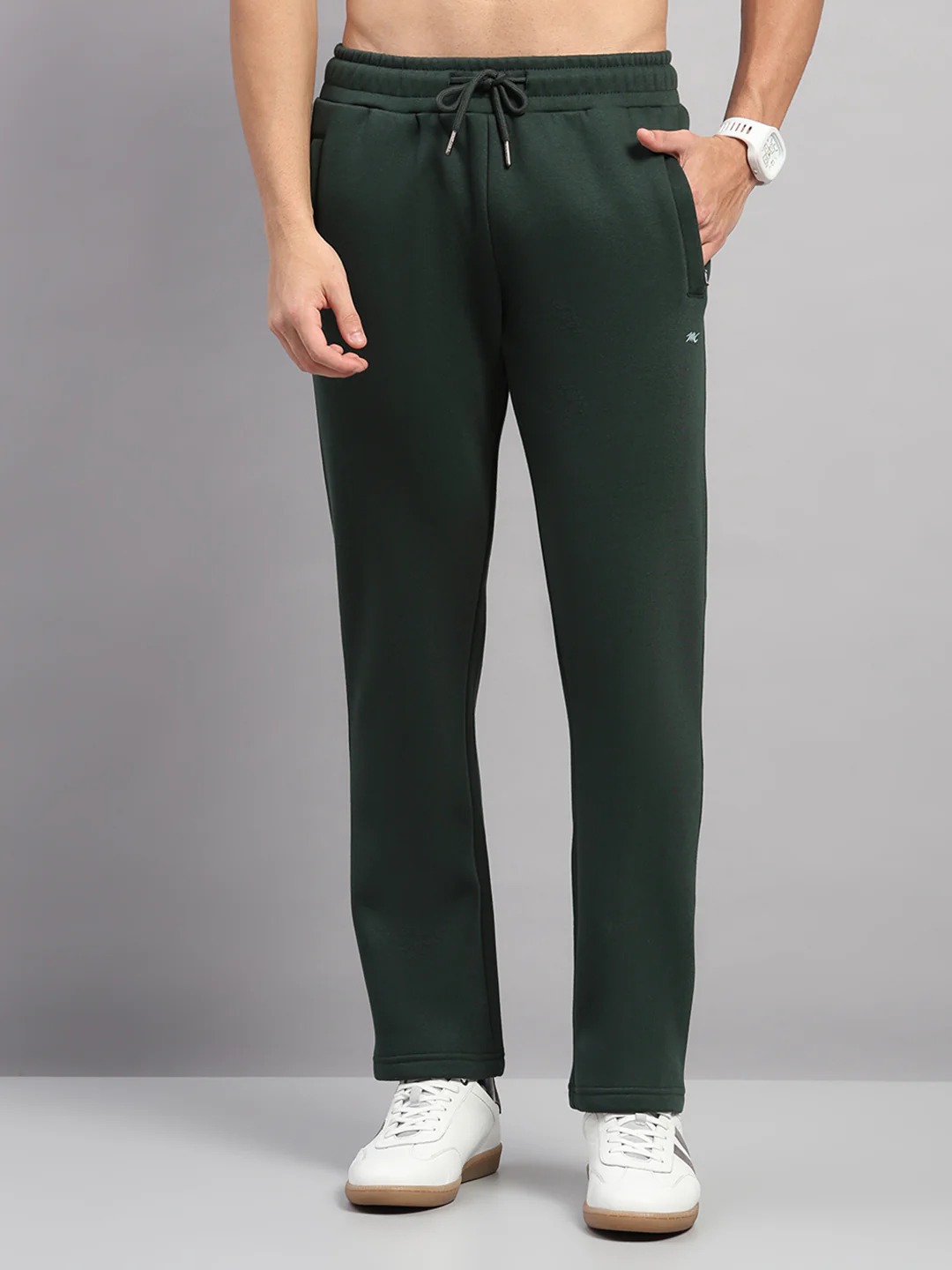 Men Green Solid Collar Full Sleeve Winter Tracksuit - Image 8