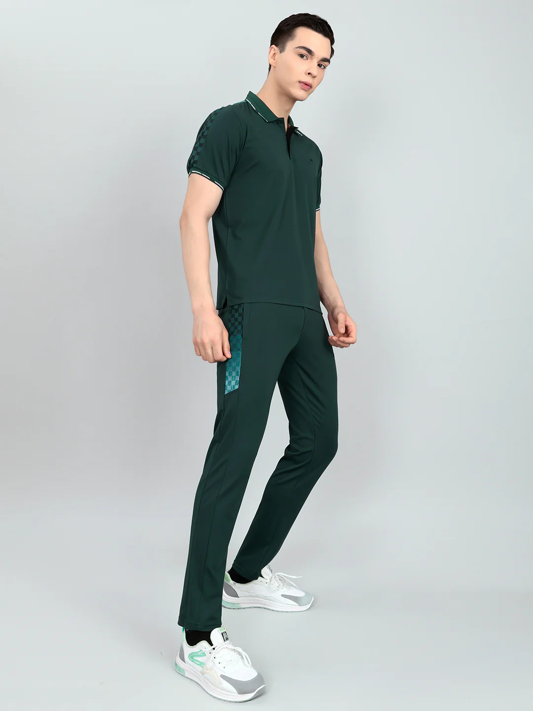 Men Green Solid Collar Half Sleeve Lower Set - Image 3