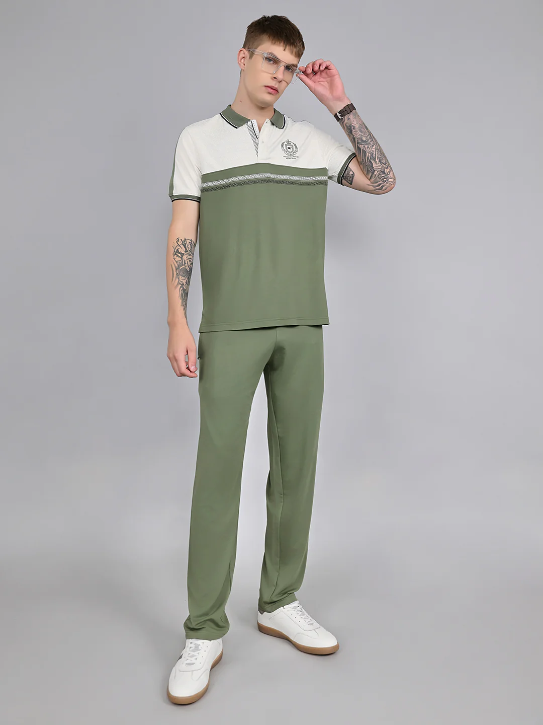 Men Green Solid Collar Half Sleeve Lower Set - Image 7