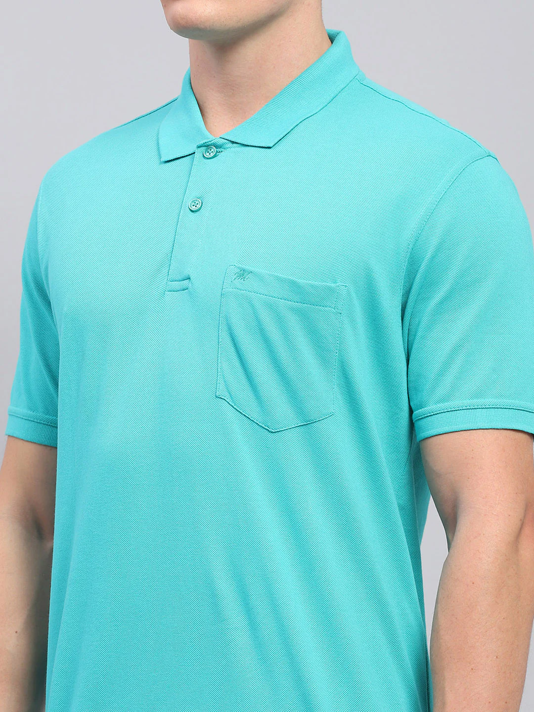 Men Green Solid Collar Half Sleeve T-Shirt - Image 6