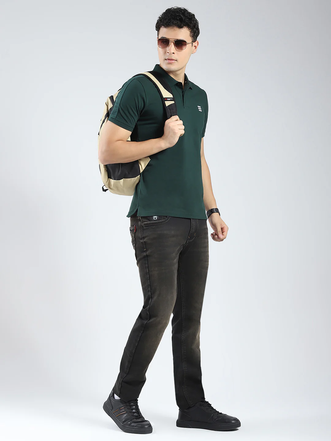 Rock.it Men Green Solid Collar Half Sleeve T-Shirt - Image 2