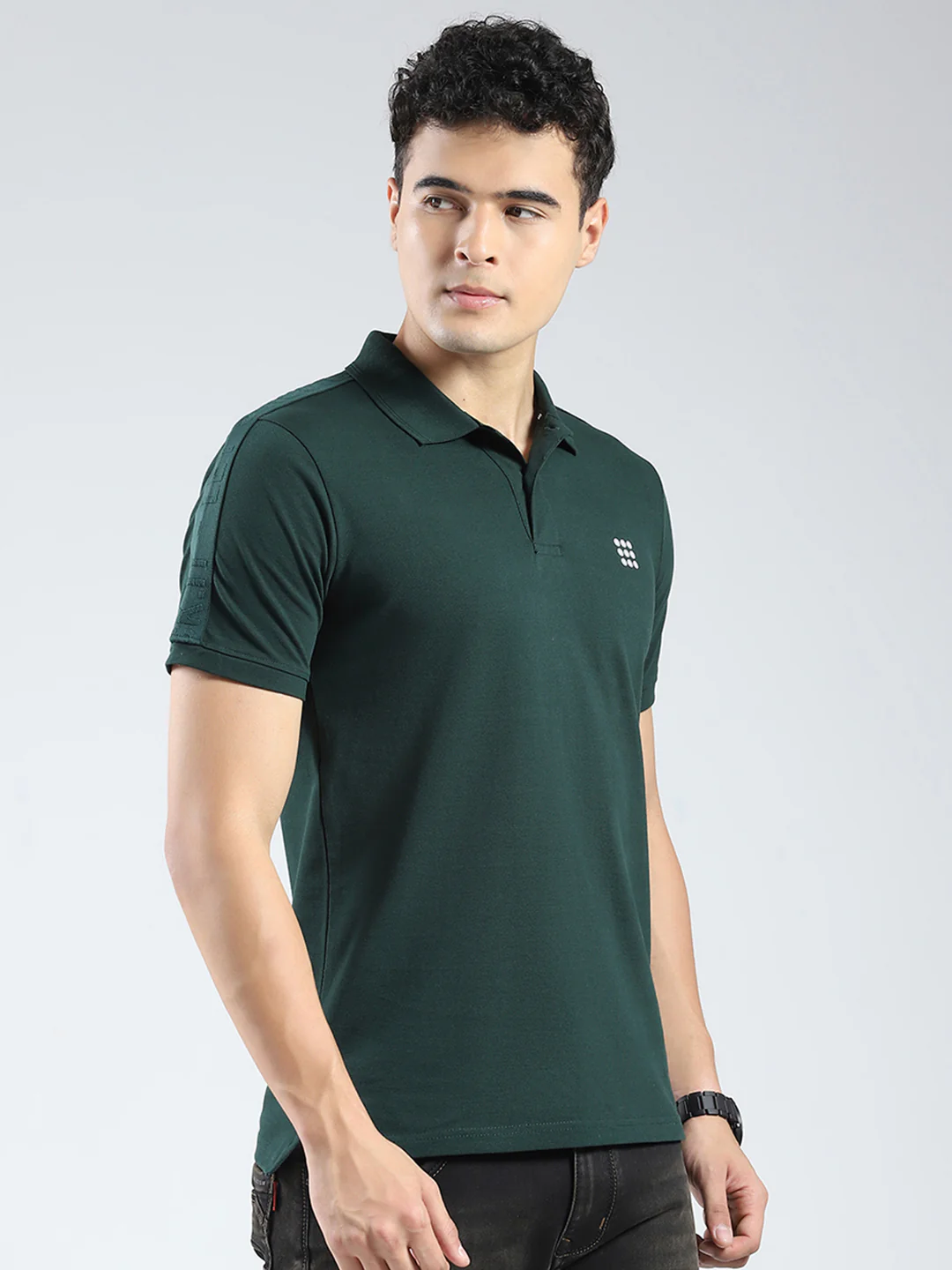 Rock.it Men Green Solid Collar Half Sleeve T-Shirt - Image 4