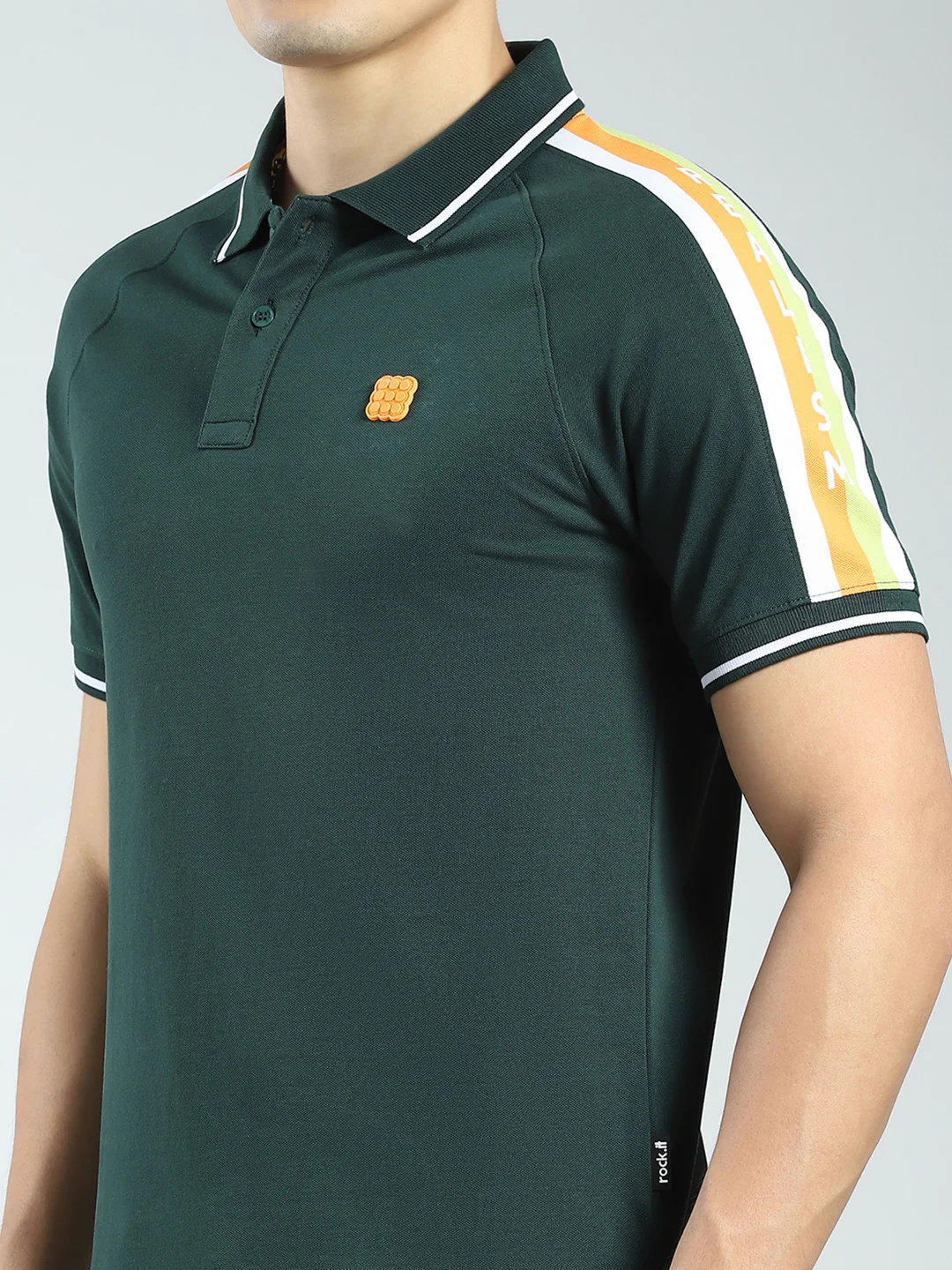 Rock.it Men Green Solid Collar Half Sleeve T-Shirt - Image 6