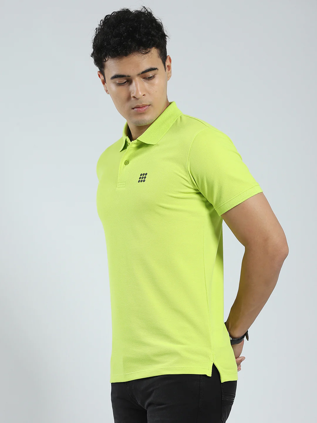 Rock.it Men Green Solid Collar Half Sleeve T-Shirt - Image 3