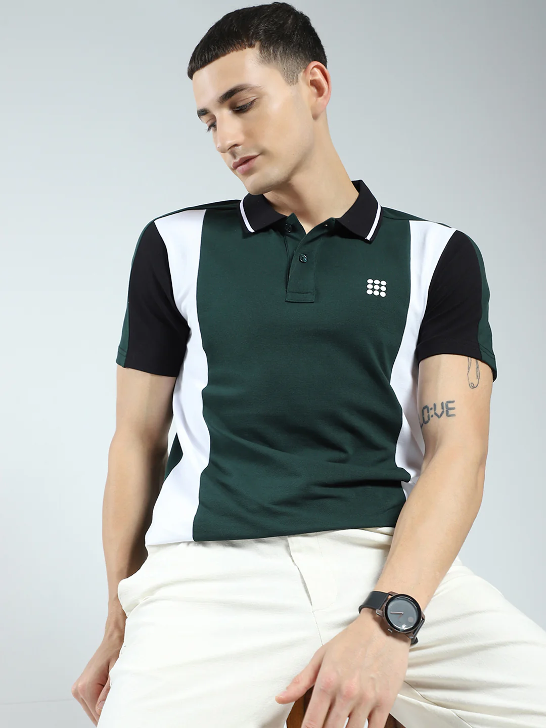Rock.it Men Green Solid Collar Half Sleeve T-Shirt - Image 6
