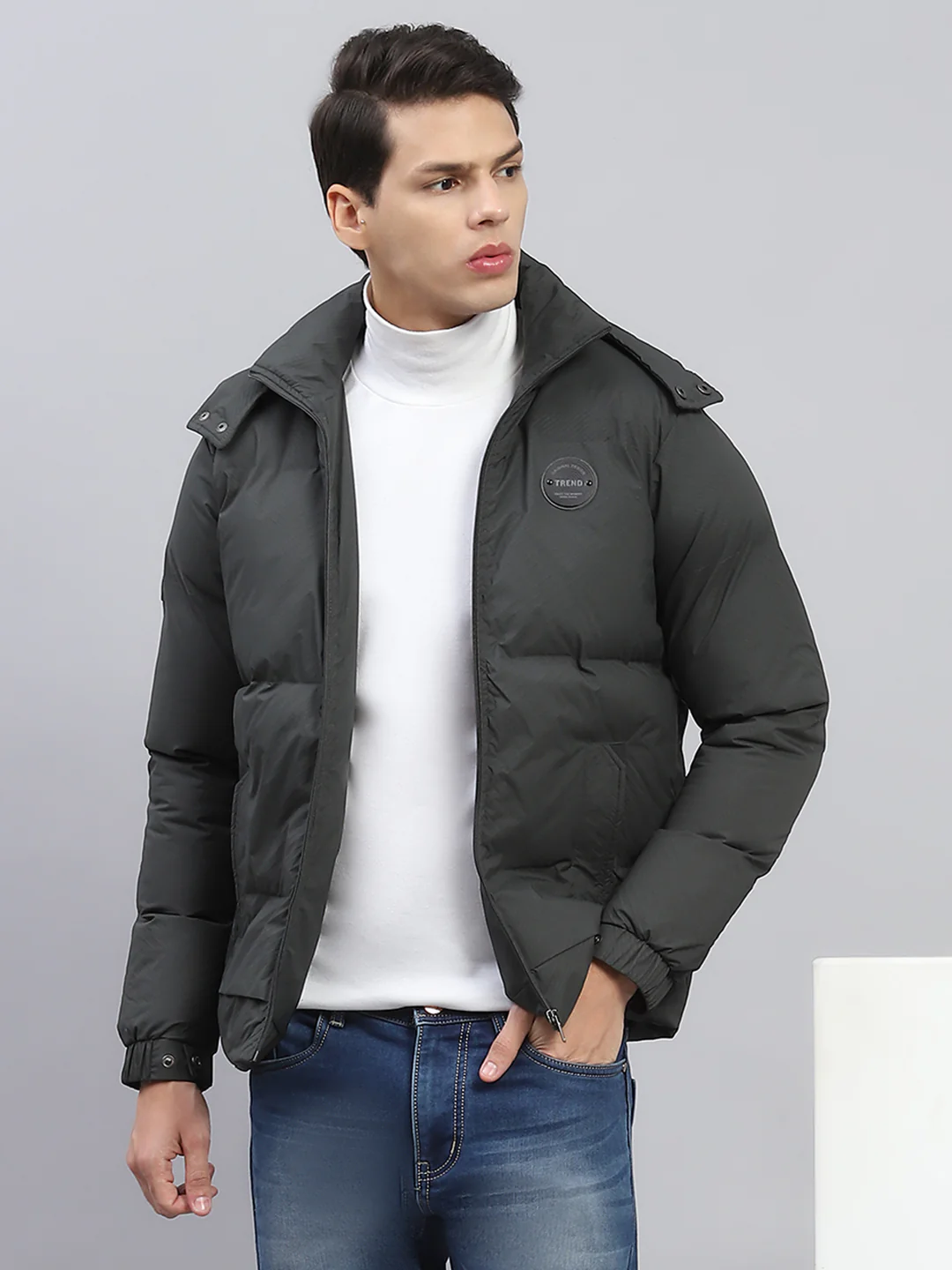 Men Green Solid Detachable Hood Full Sleeve Jacket - Image 6
