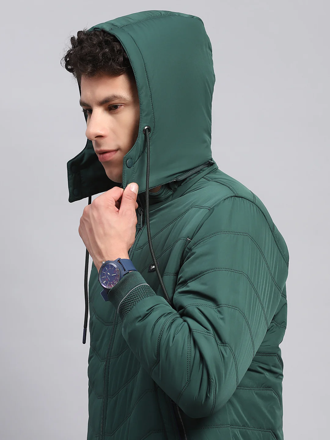 Men Green Solid Detachable Hood Full Sleeve Jacket - Image 6