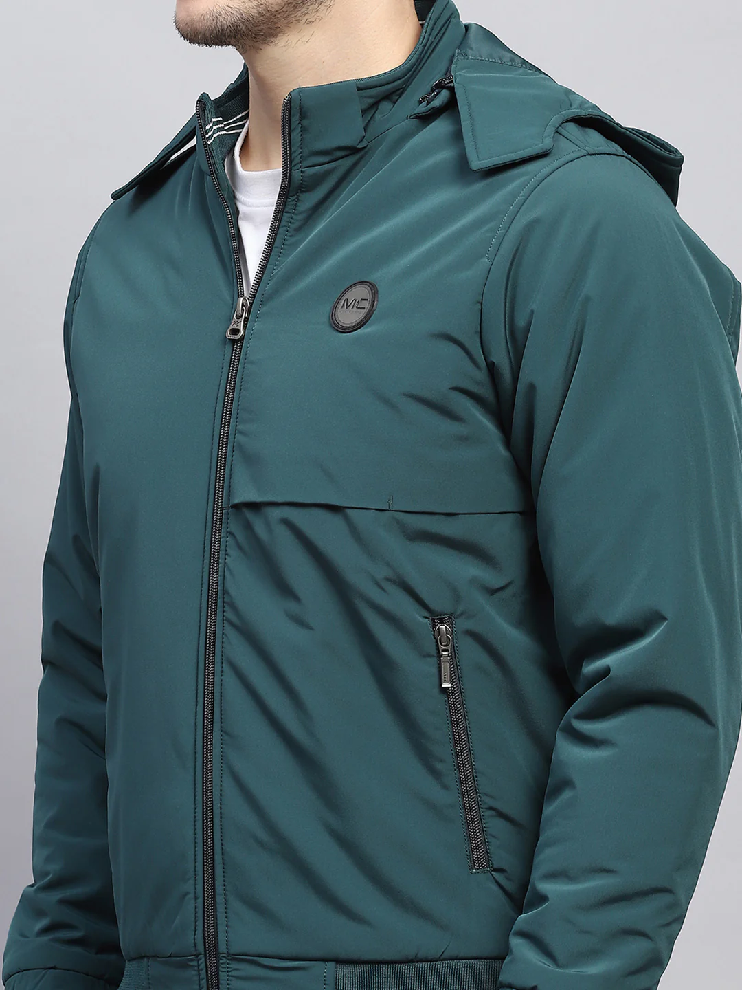 Men Green Solid Detachable Hood Full Sleeve Jacket - Image 8