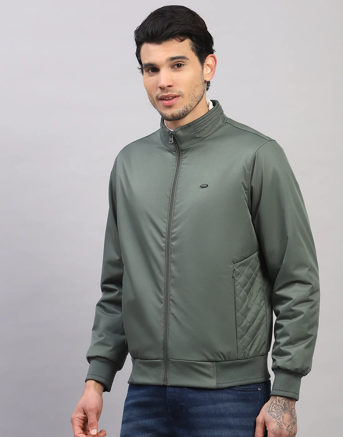 Men Green Solid Full Sleeve Jacket - Image 2