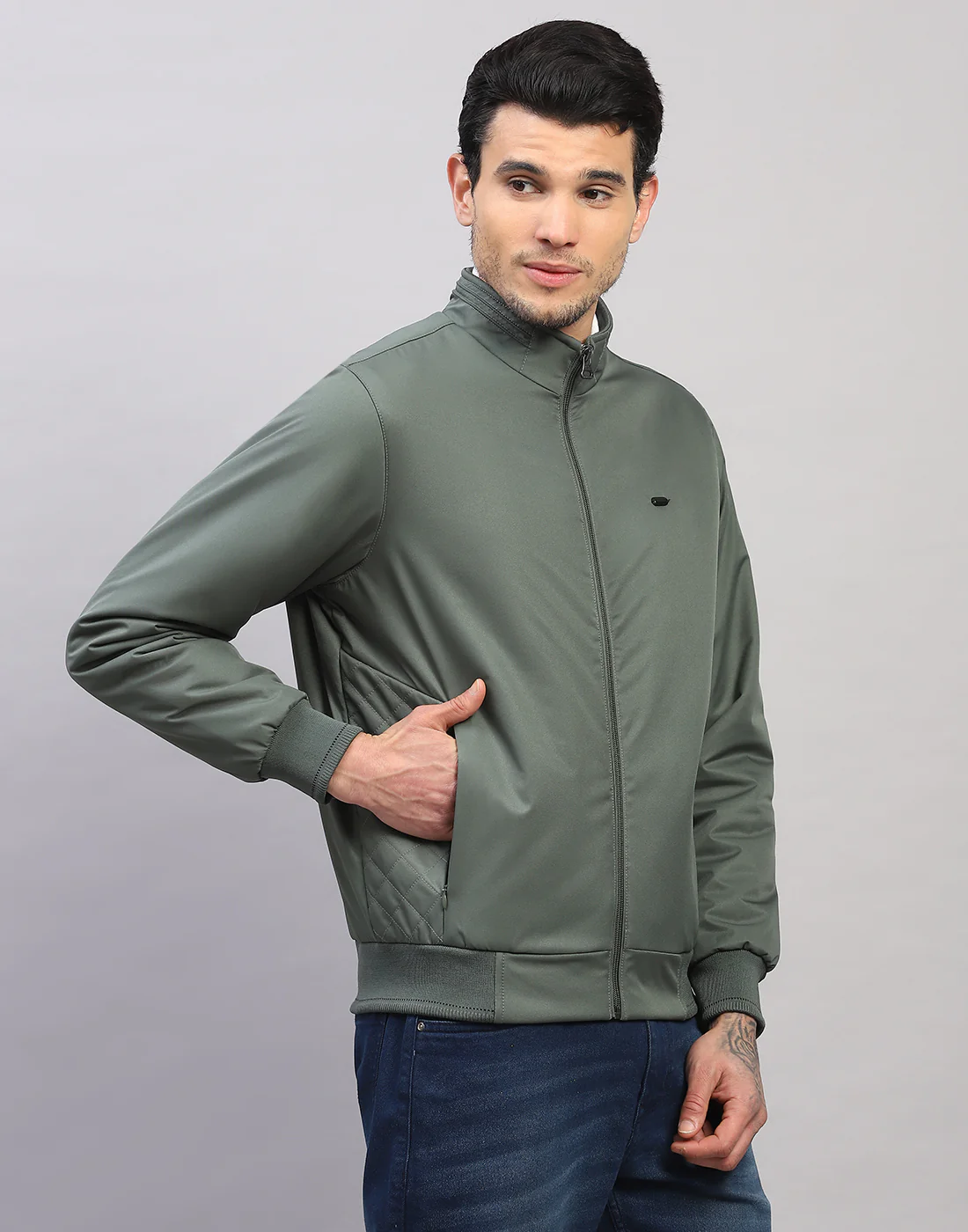 Men Green Solid Full Sleeve Jacket - Image 3