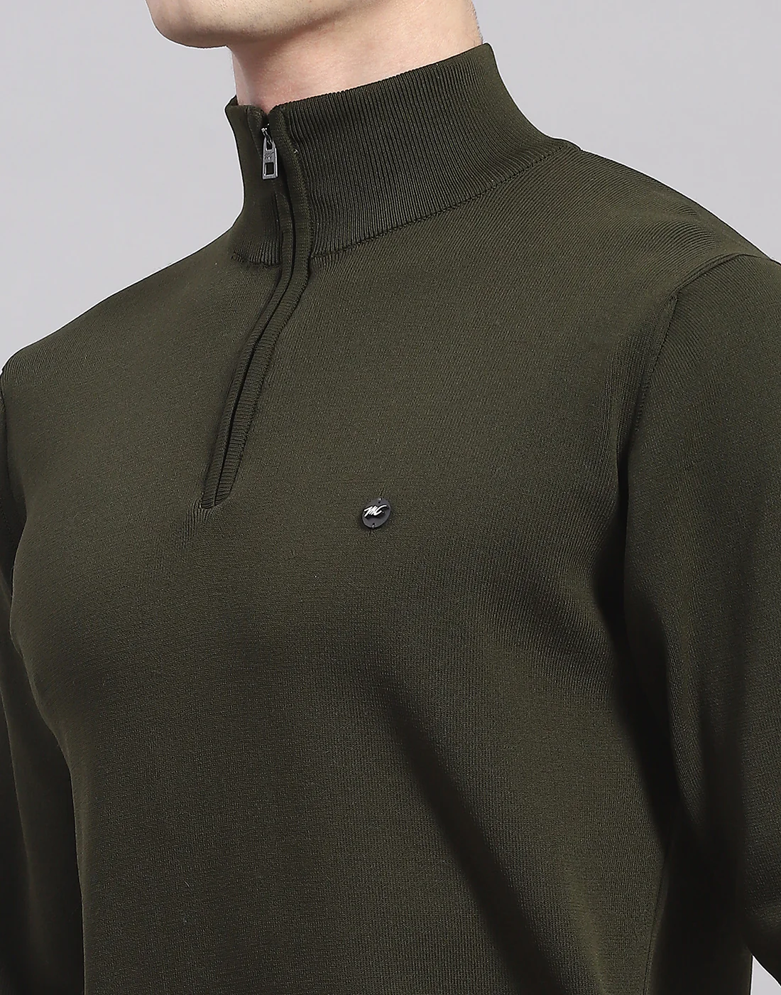 Men Green Solid H Neck Full Sleeve Pullover - Image 6