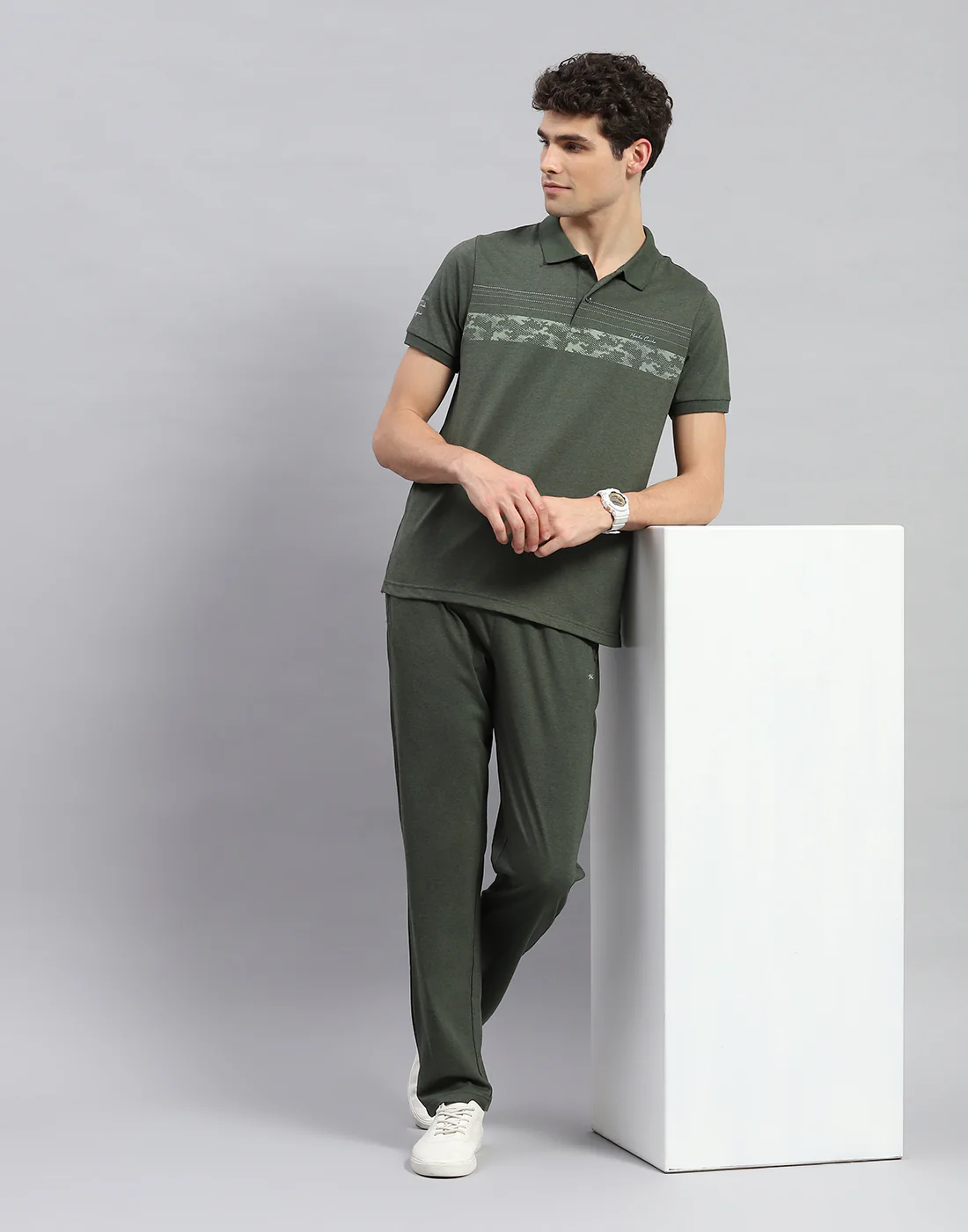 Men Green Solid Half Sleeve Lower Set - Image 2
