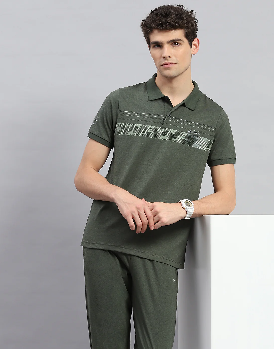 Men Green Solid Half Sleeve Lower Set - Image 6