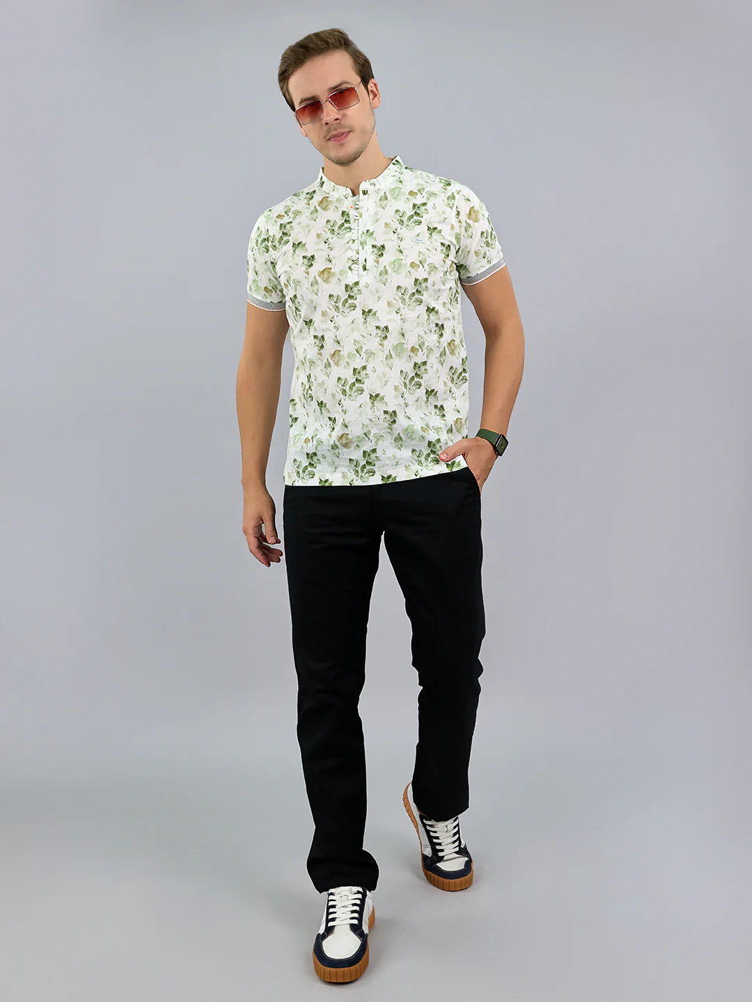 Men Green Solid Henley Neck Half Sleeve T-Shirt - Image 7
