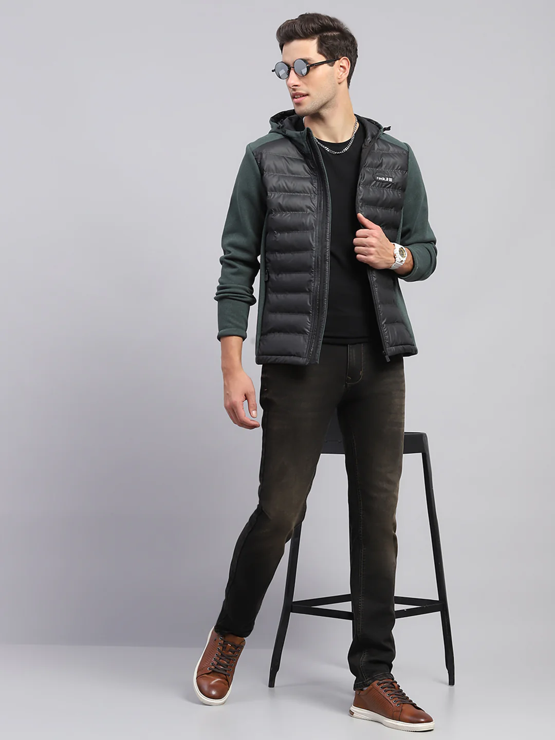 Rock.it Men Green Solid Hooded Full Sleeve Jacket - Image 2