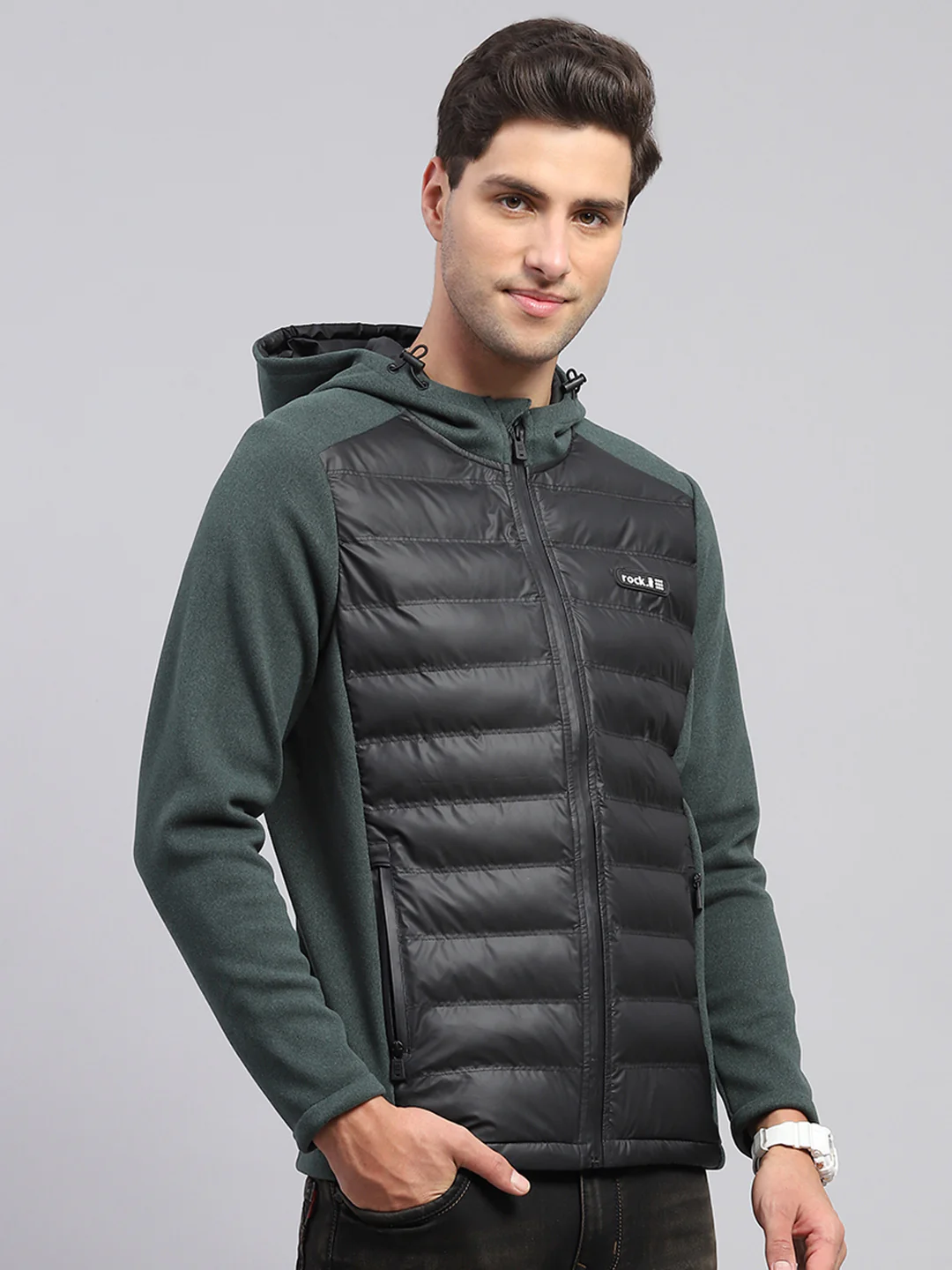 Rock.it Men Green Solid Hooded Full Sleeve Jacket - Image 4