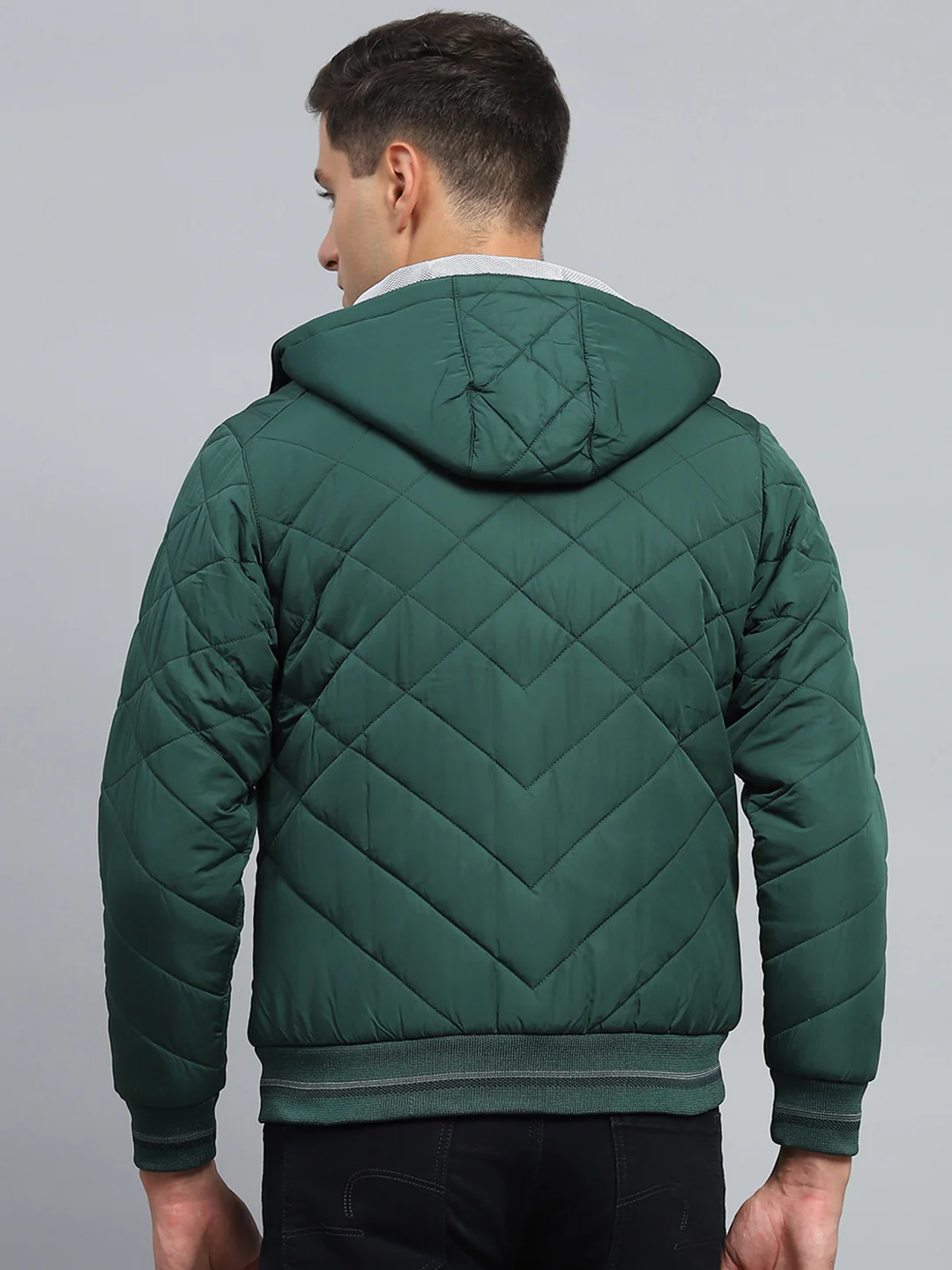 Men Green Solid Hooded Full Sleeve Jacket - Image 5