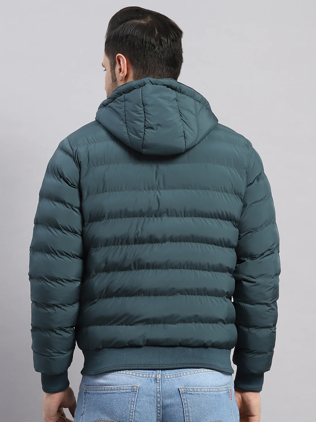 Men Green Solid Hooded Full Sleeve Jacket - Image 5