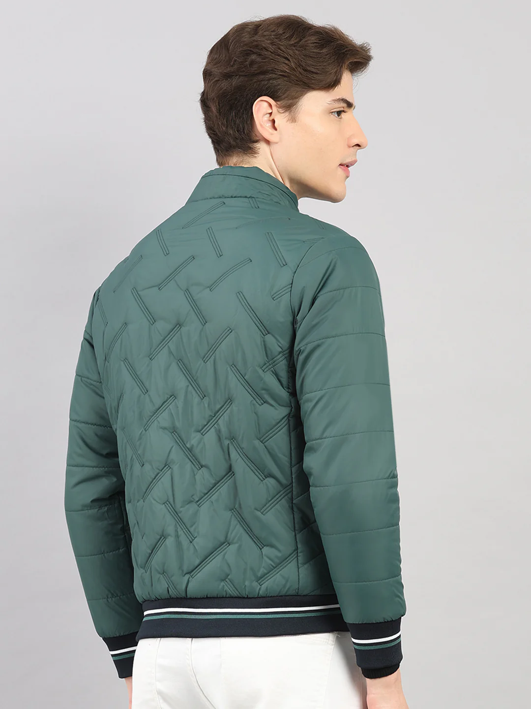 Men Green Solid Hooded Full Sleeve Jacket - Image 5