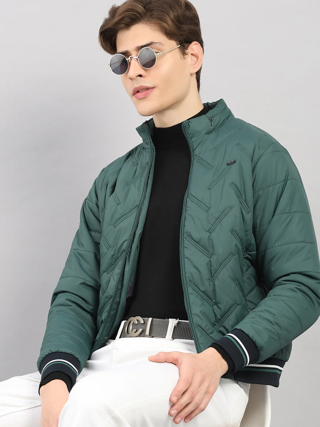 Men Green Solid Hooded Full Sleeve Jacket - Image 6