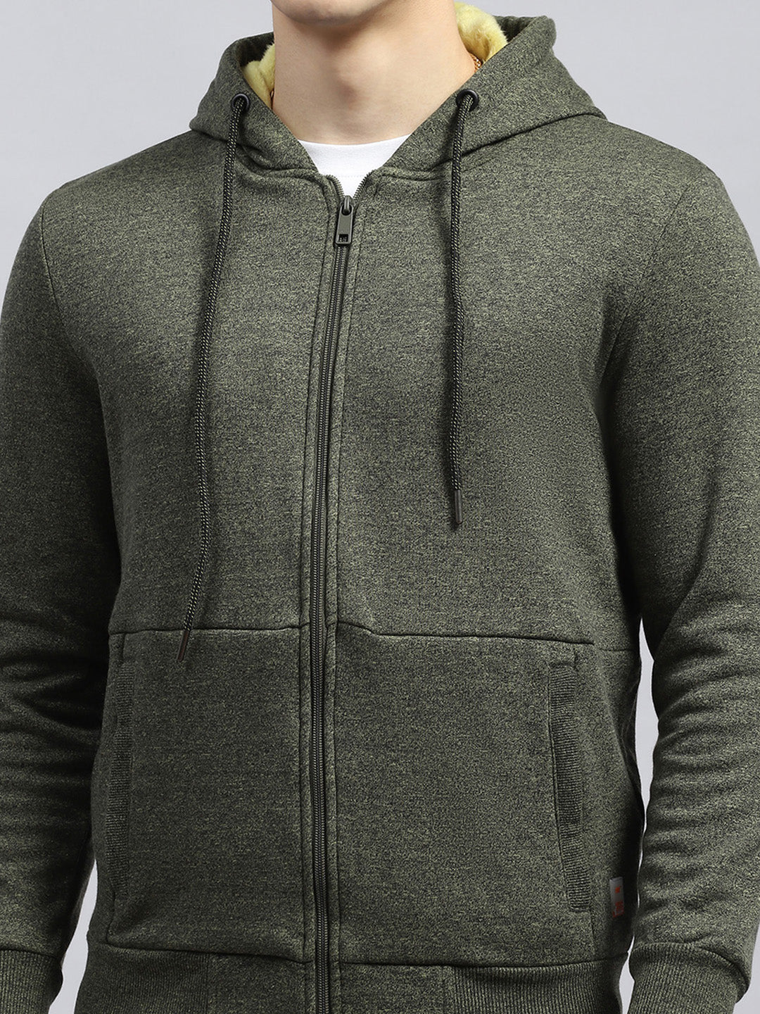 Men Green Solid Hooded Full Sleeve Sweatshirt - Image 6