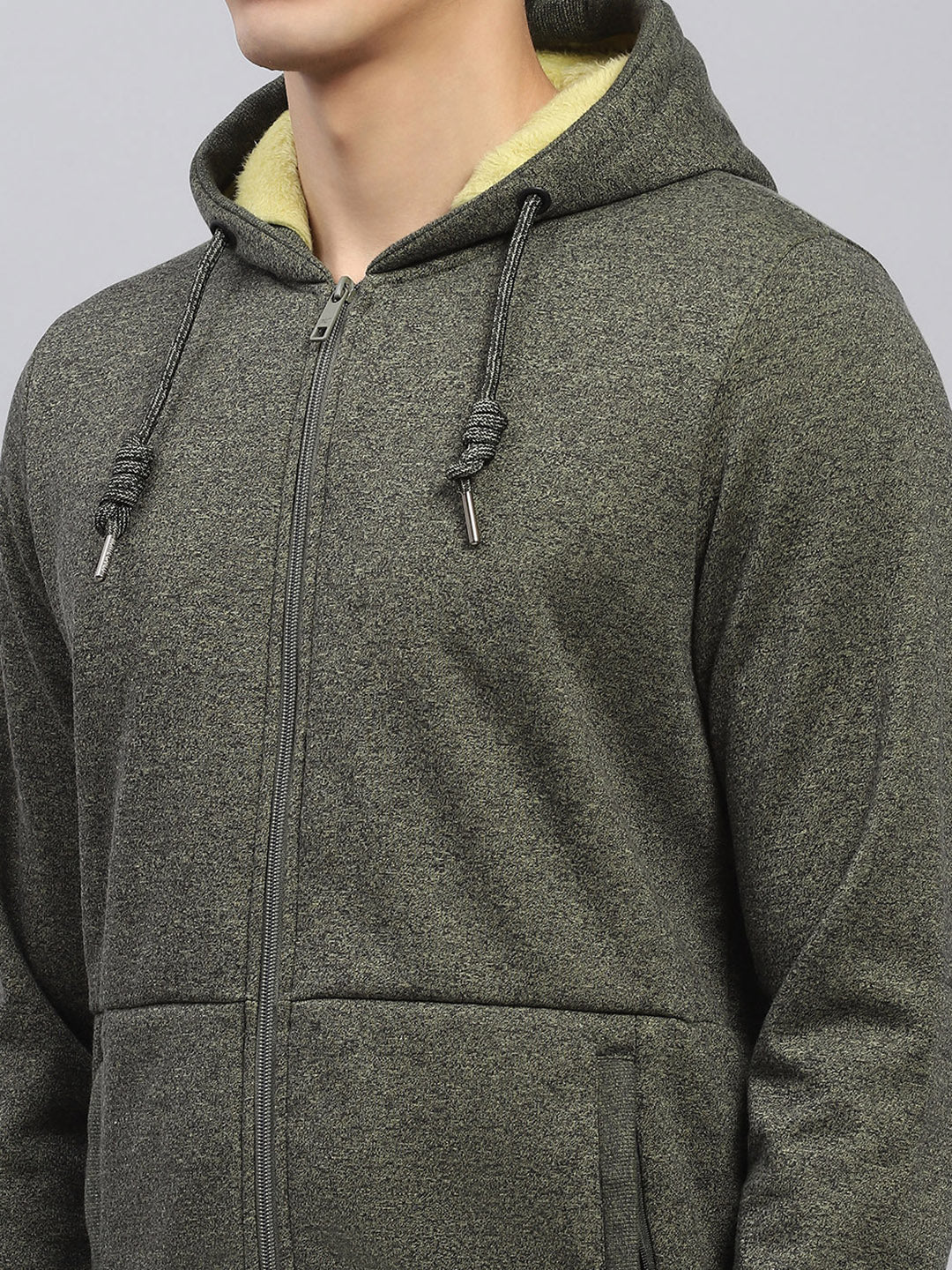 Men Green Solid Hooded Full Sleeve Sweatshirt - Image 7