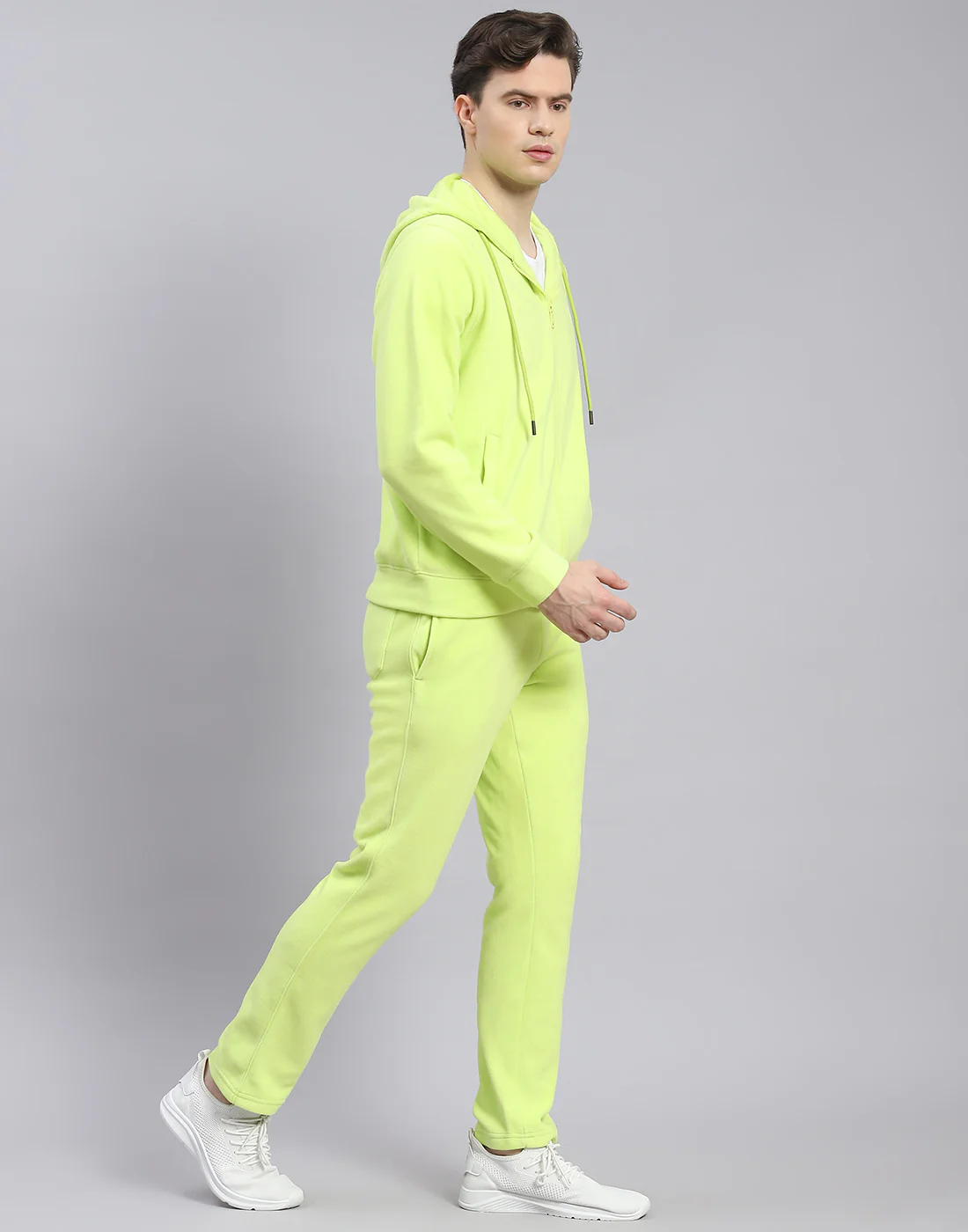 Rock.it Men Green Solid Hooded Full Sleeve Tracksuit - Image 4