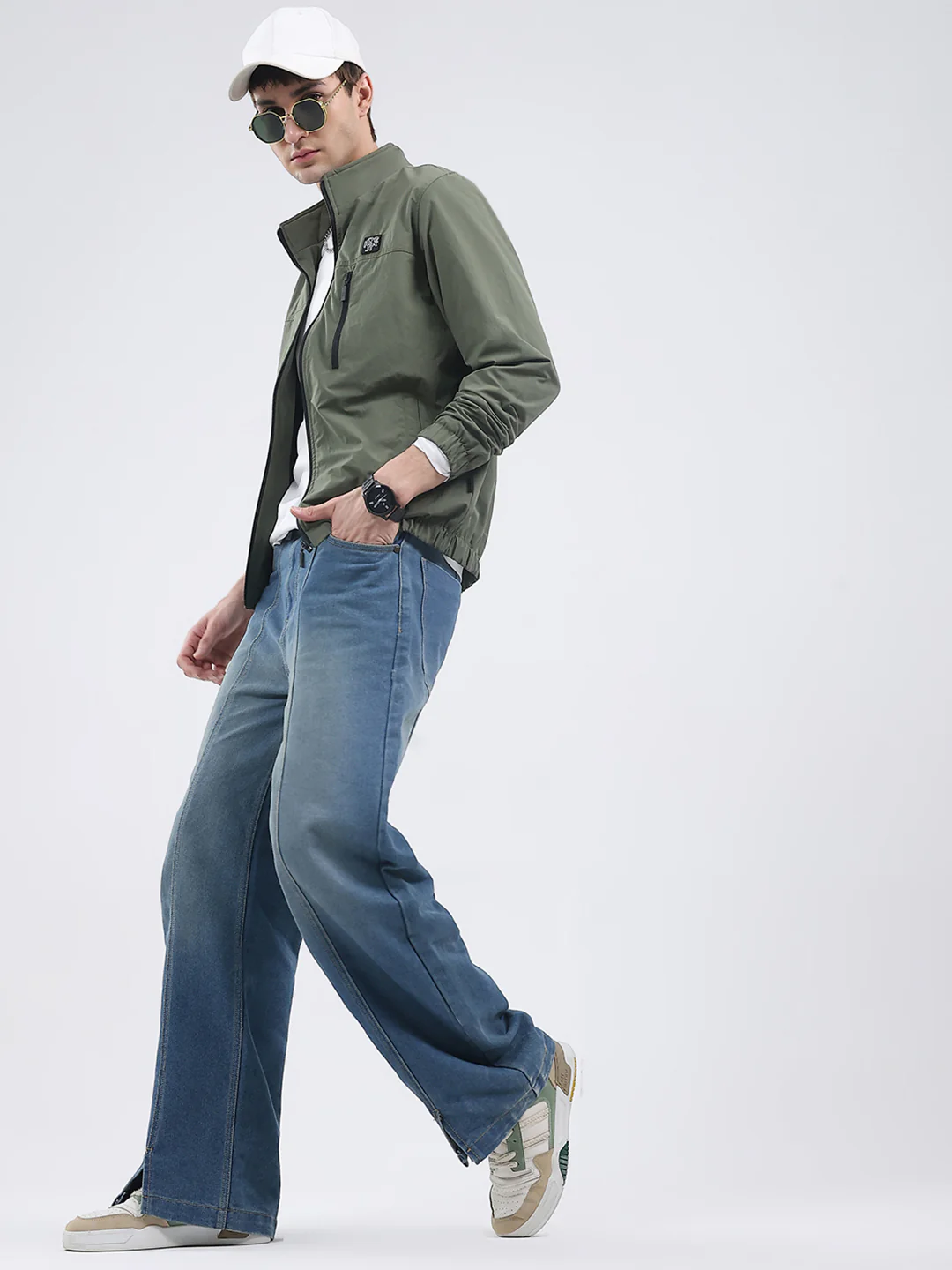 Rock.it Men Green Solid Mock Neck Full Sleeve Jacket - Image 2
