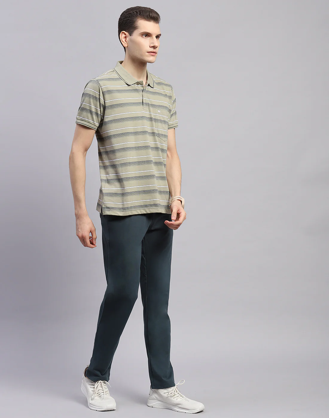 Men Green Solid Polo Collar Half Sleeve Lower Set - Image 4