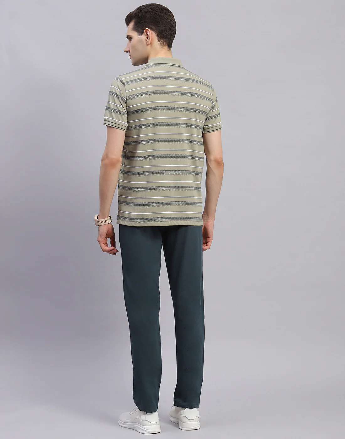 Men Green Solid Polo Collar Half Sleeve Lower Set - Image 5