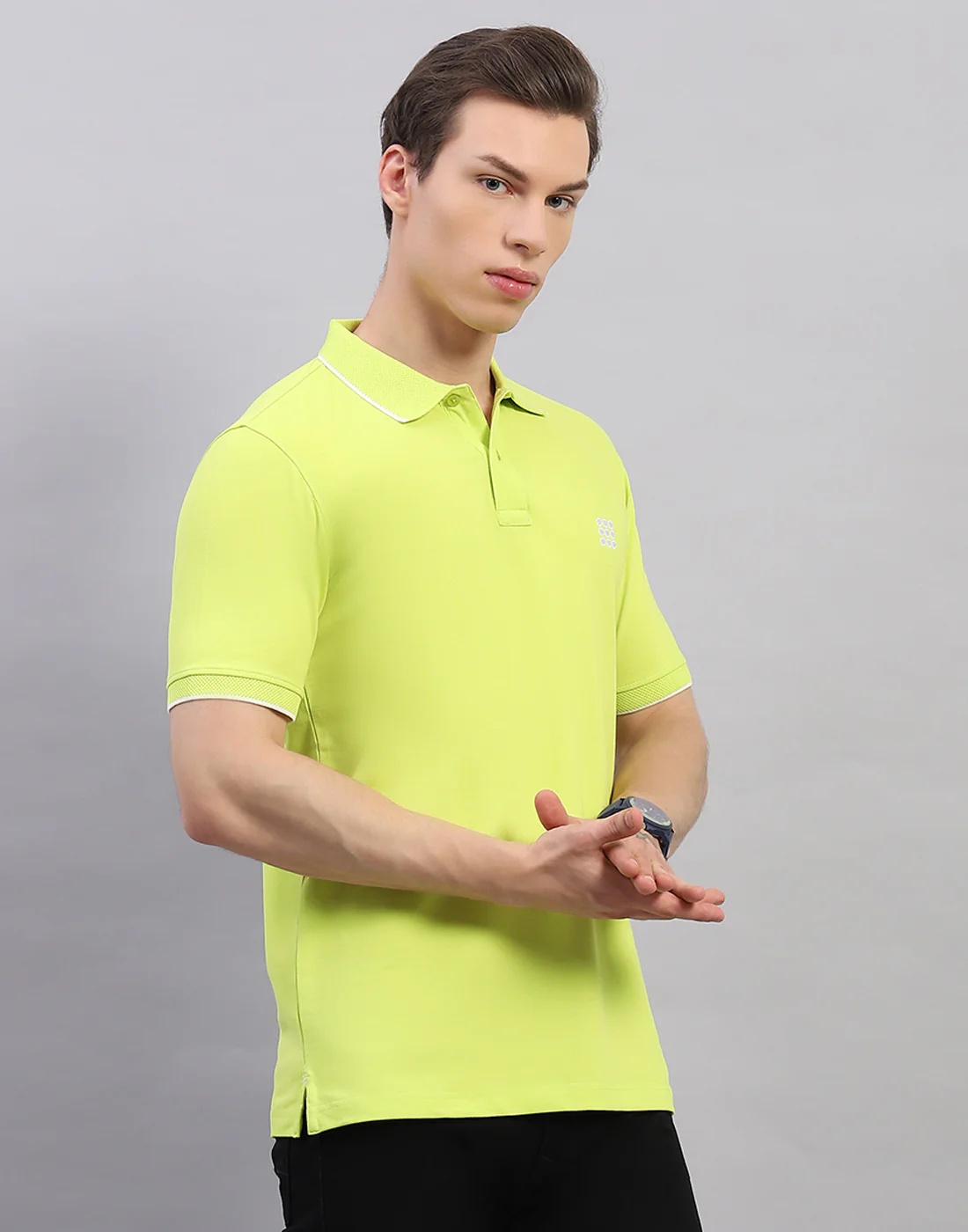 Rock.it Men Green Solid Polo Collar Half Sleeve T-Shirt - Image 4