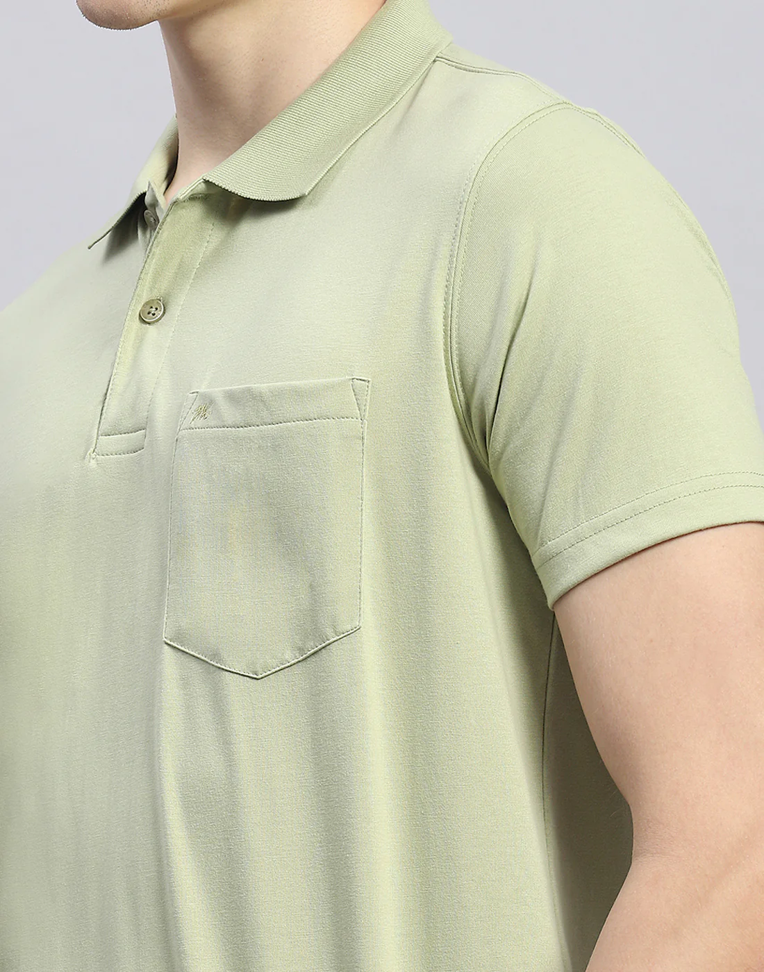 Men Green Solid Polo Collar Half Sleeve T-Shirt - Image 7