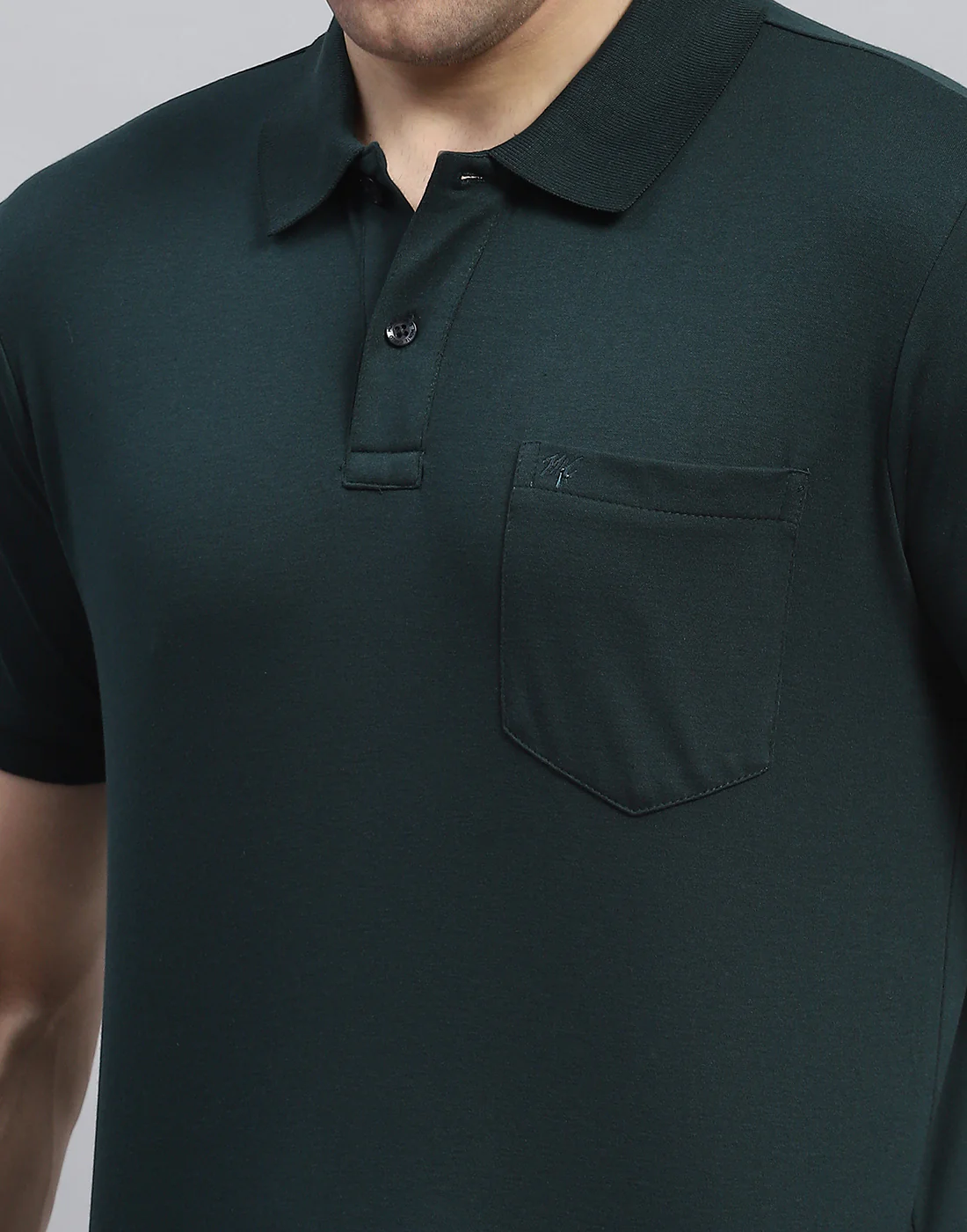 Men Green Solid Polo Collar Half Sleeve T-Shirt - Image 7