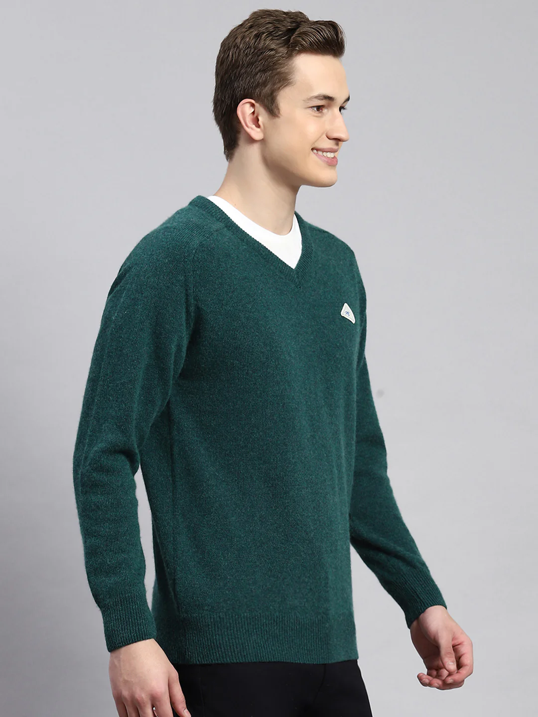 Men Green Solid Pullover - Image 3