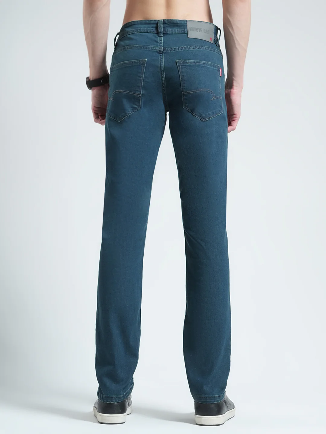 Men Green Solid Narrow Fit Denim - Image 5