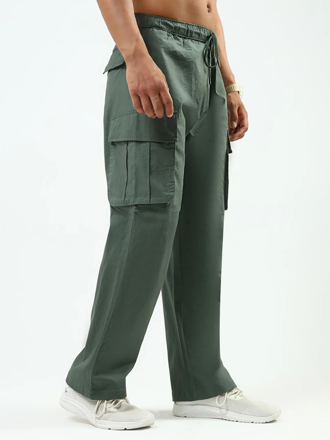 Men Green Solid Regular Fit Lower - Image 4