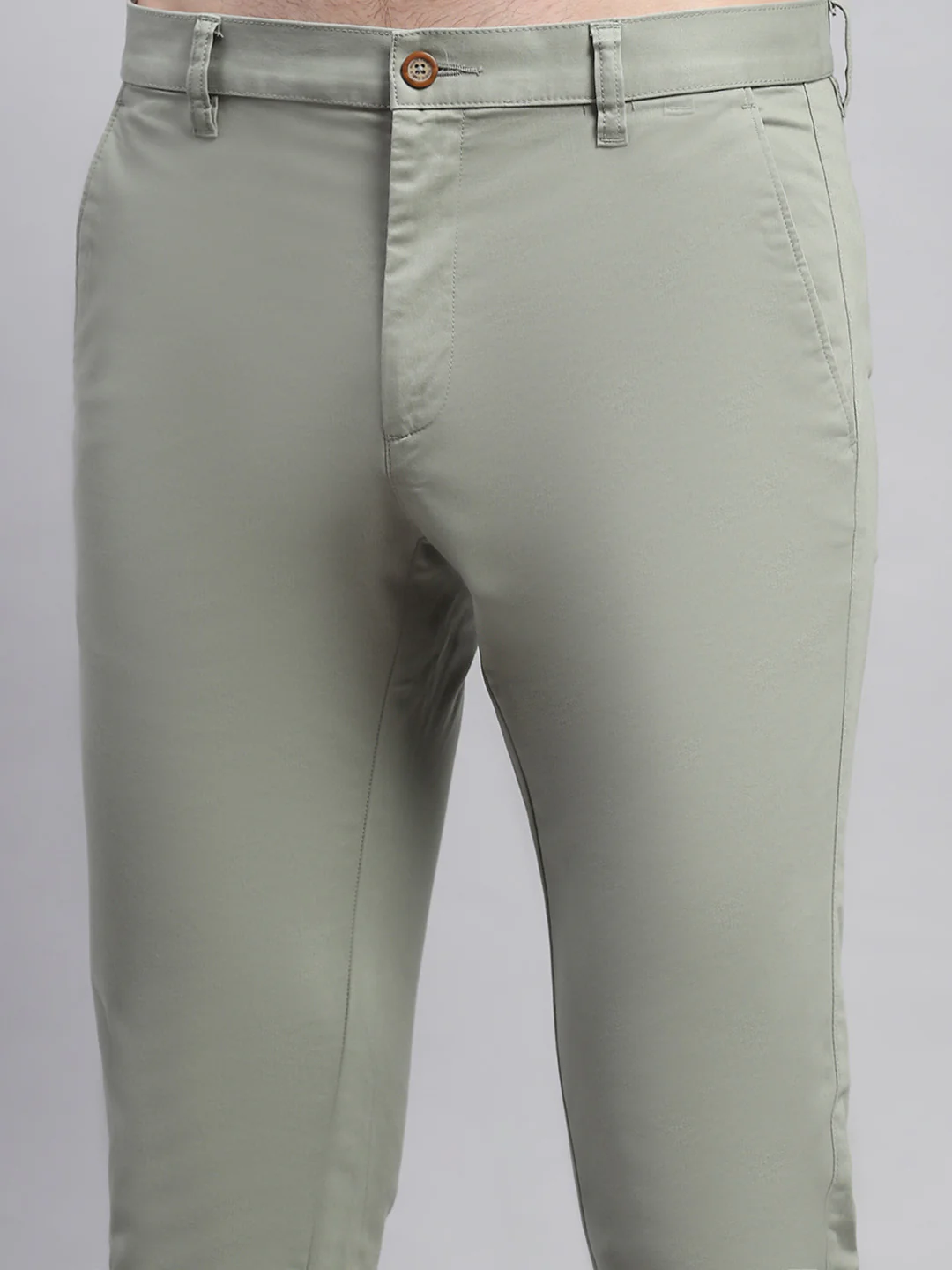 Men Green Solid Regular Fit Trouser - Image 6