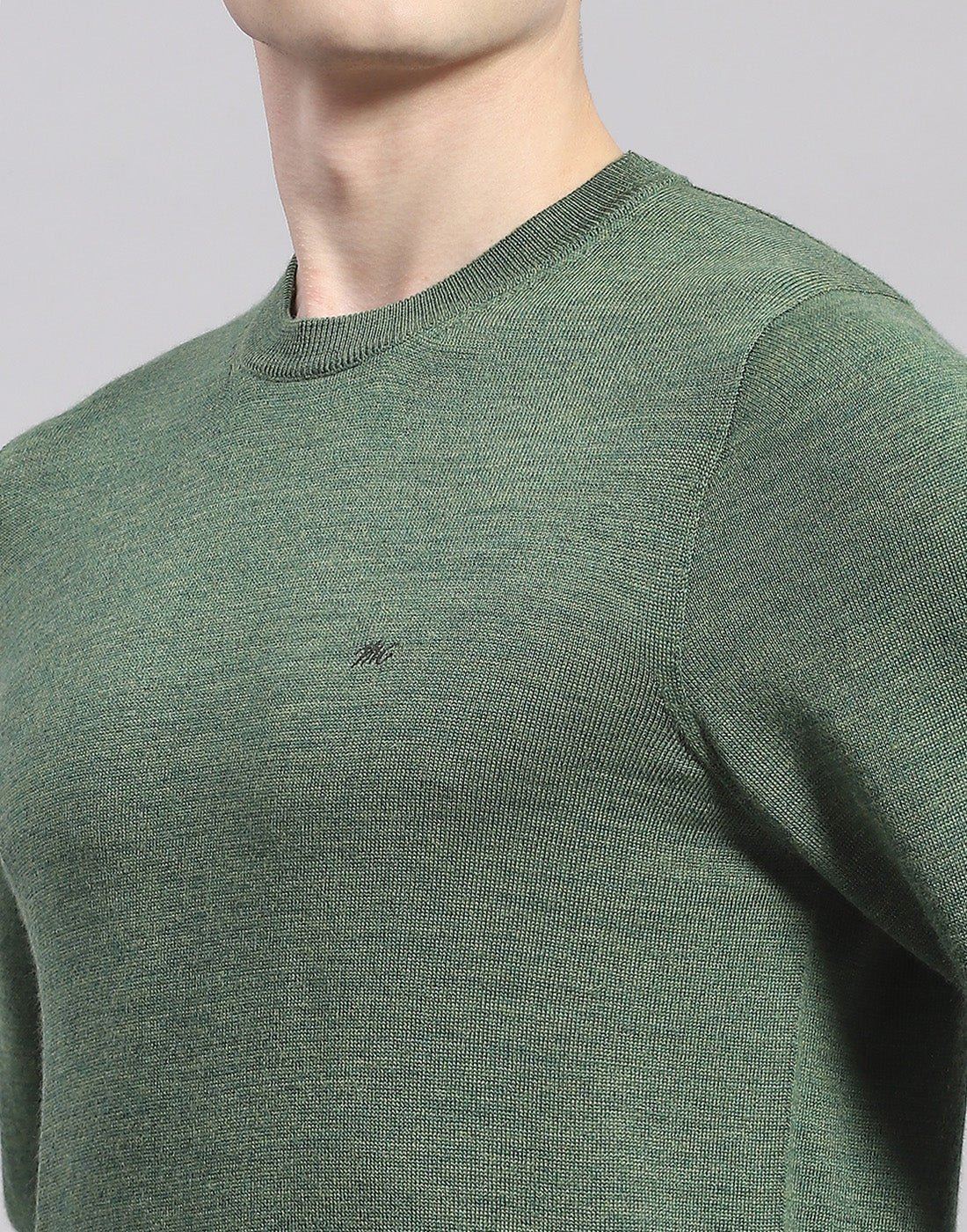 Men Green Solid Round Neck Full Sleeve Pullover - Image 6