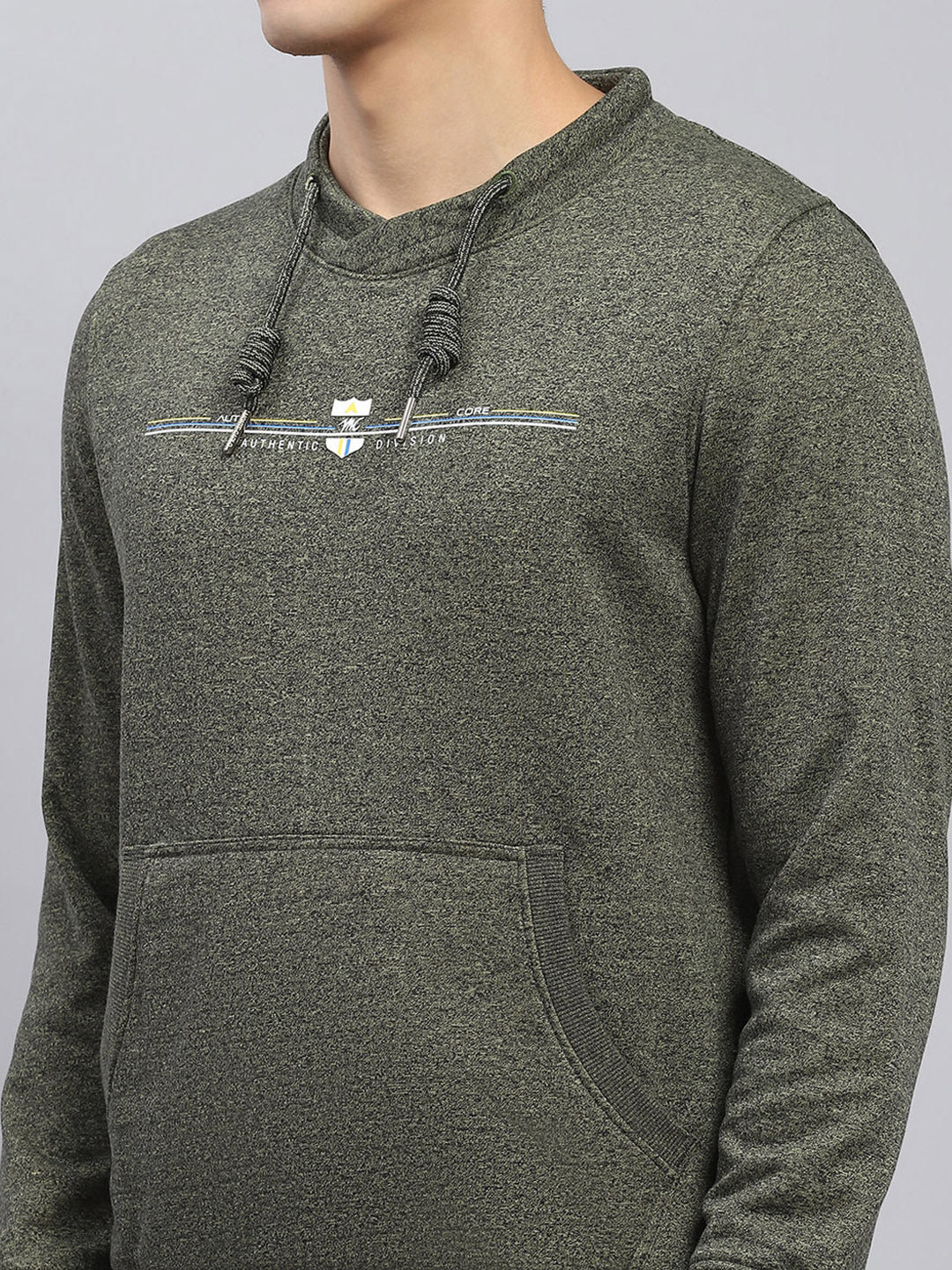 Men Green Solid Round Neck Full Sleeve Sweatshirt - Image 6